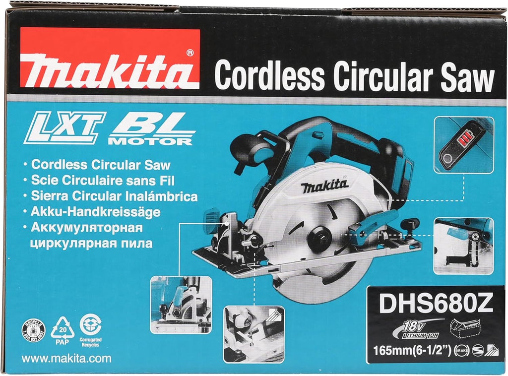 Makita DHS680Z 18V LXT Brushless 165mm Cordless Circular Saw – Tool Only (No Battery or Charger Included)