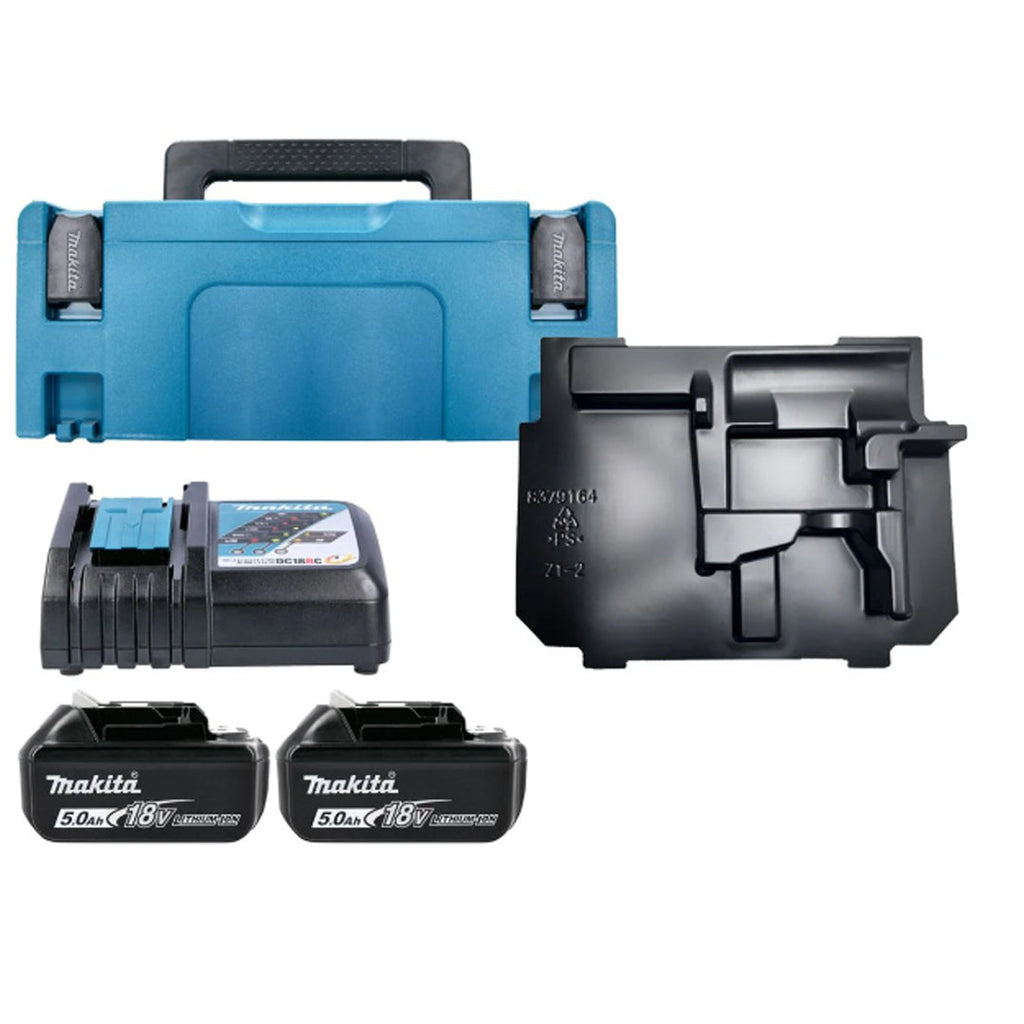Makita 18V LXT Kit – 2 × 5.0Ah BL1850 Batteries with DC18RC Charger & Makpac Case